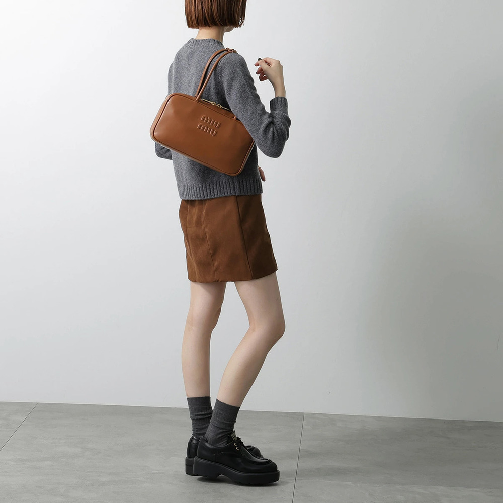 Miu Miu Handbag Bow Bag Leather COGNAC